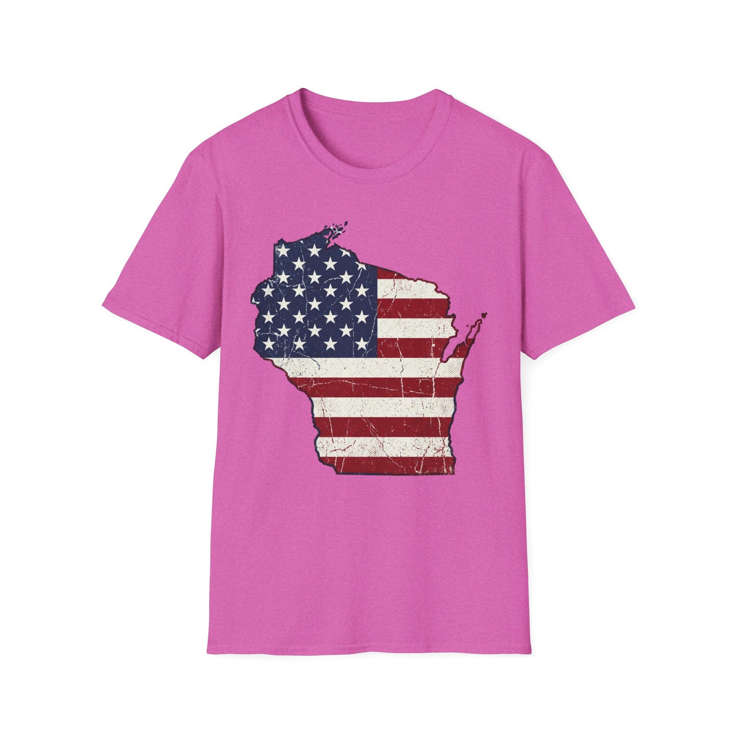 Patriotic Wisconsin Flag Shirt – Vintage Distressed Design