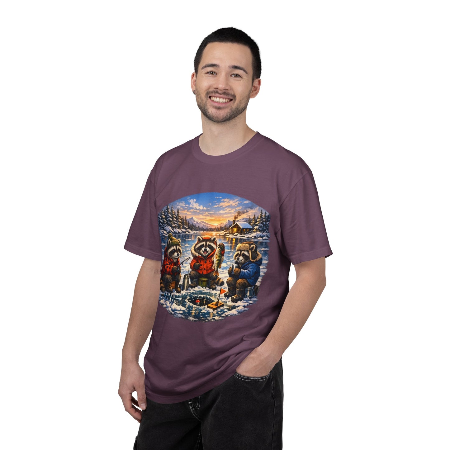 Ice Fishing Raccoons T-Shirt