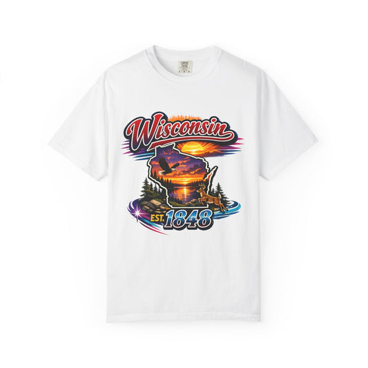 Wisconsin Sunset Scenic T-Shirt — Est. 1848 State Pride Tee