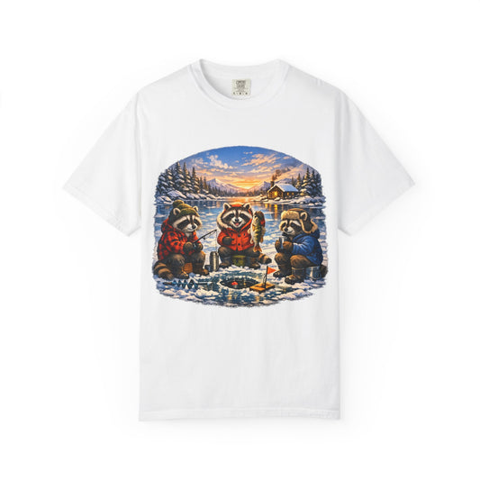 Ice Fishing Raccoons T-Shirt