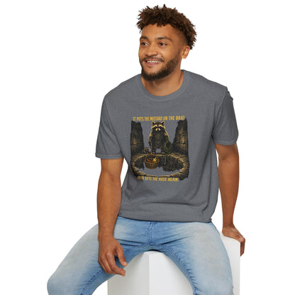It Puts the Mustard on the Brat – Raccoon Parody Shirt