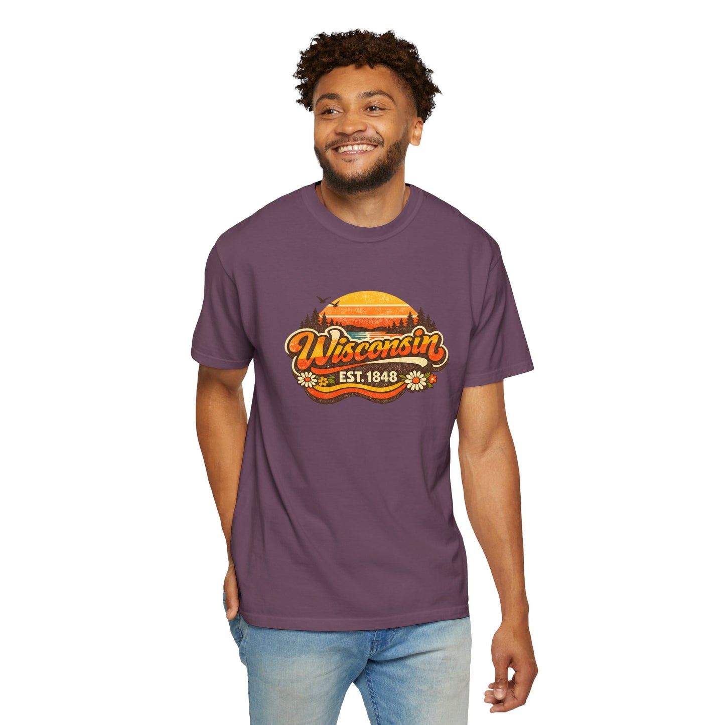 Wisconsin Sunset Tee — Retro 'Wisconsin Est. 1848' Graphic T-Shirt