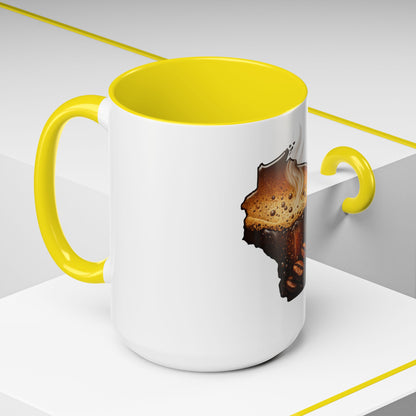 Wisconsin Coffee Mug — State-Shaped Brew with Coffee Beans Accent