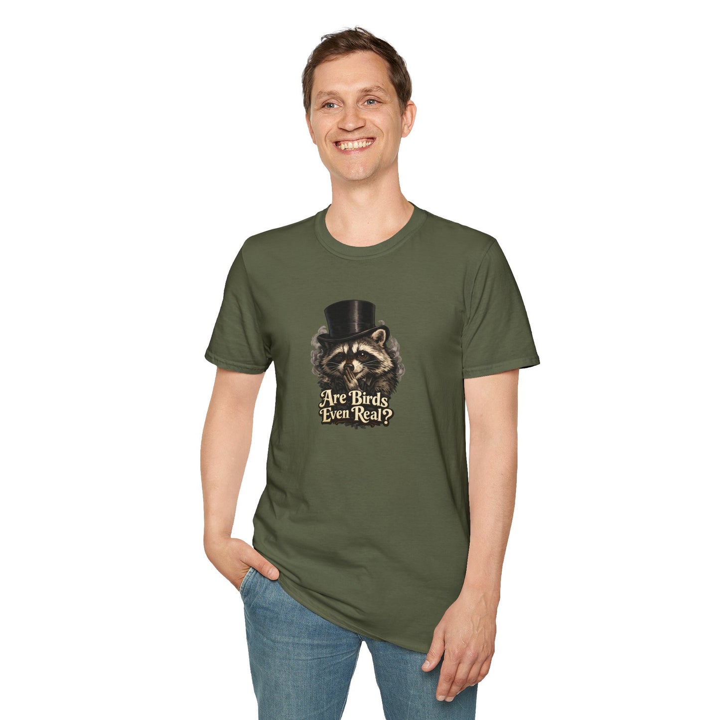 Are Birds Even Real? Raccoon Whisper Conspiracy T-Shirt