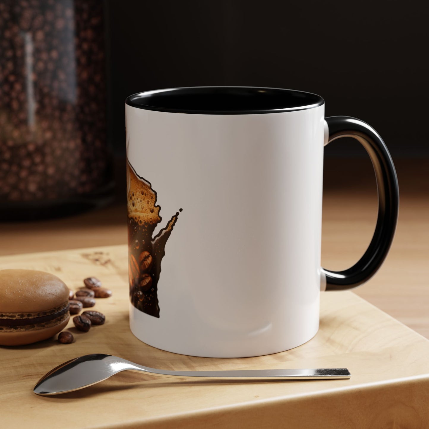 Wisconsin Coffee Mug — State-Shaped Brew with Coffee Beans Accent