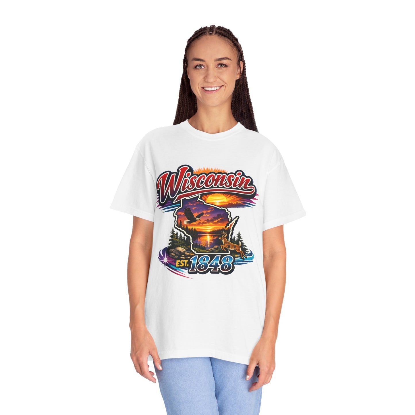 Wisconsin Sunset Scenic T-Shirt — Est. 1848 State Pride Tee