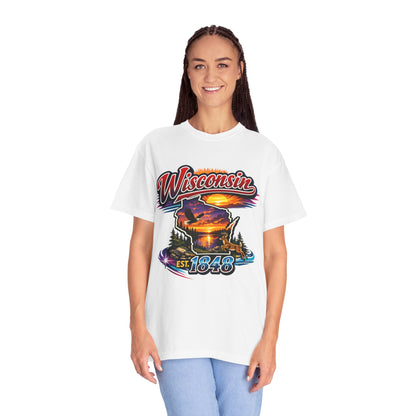 Wisconsin Sunset Scenic T-Shirt — Est. 1848 State Pride Tee