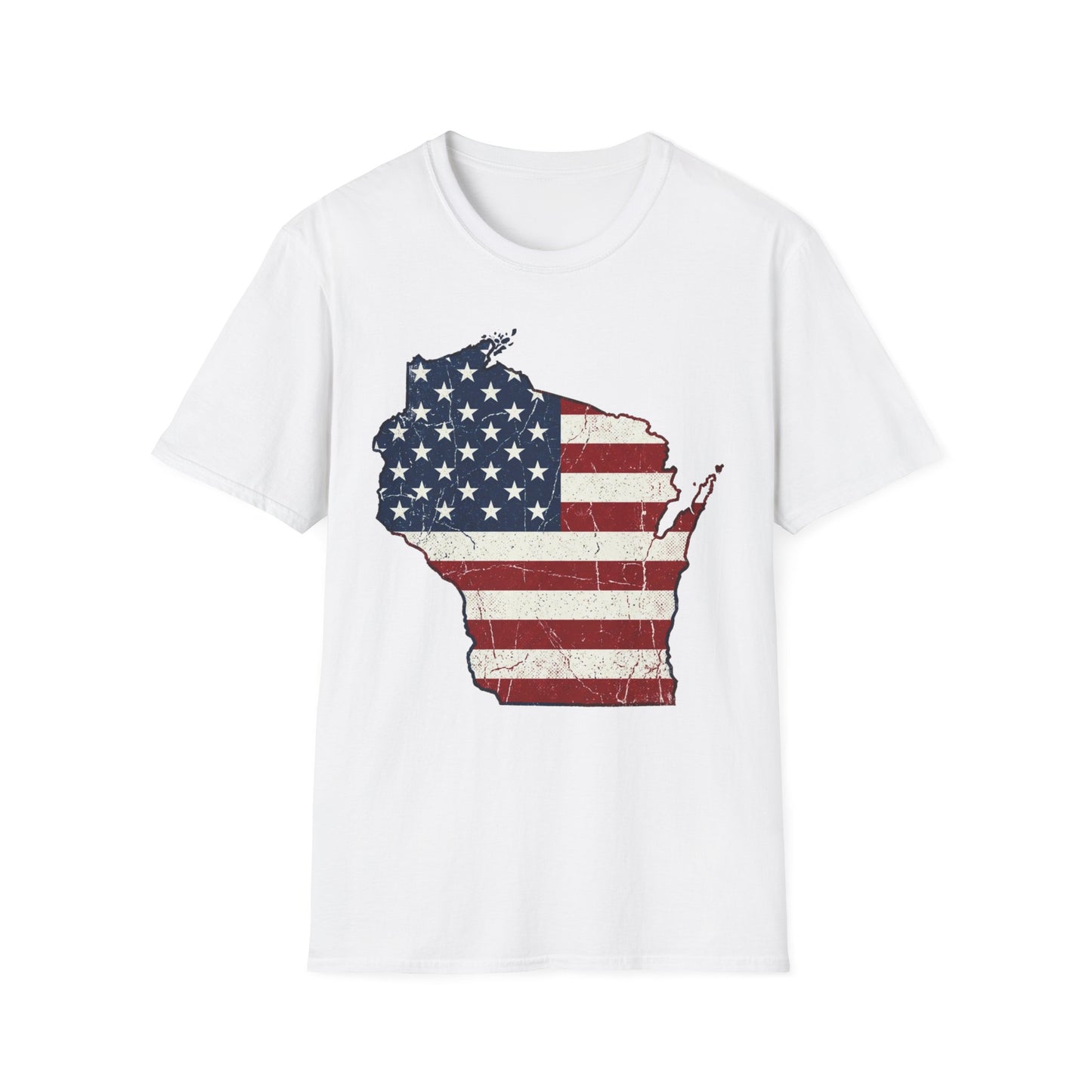Patriotic Wisconsin Flag Shirt – Vintage Distressed Design