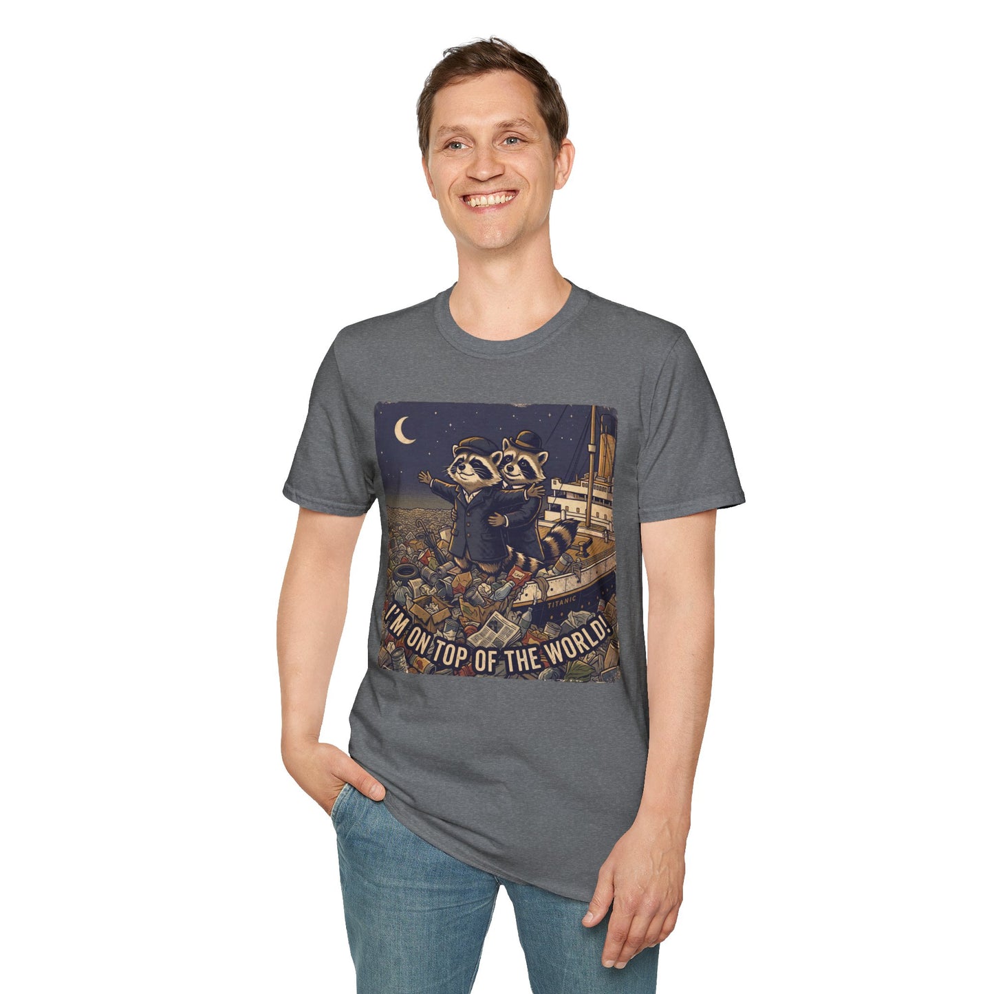 I’m On Top of the World! Raccoon Titanic Parody T-Shirt