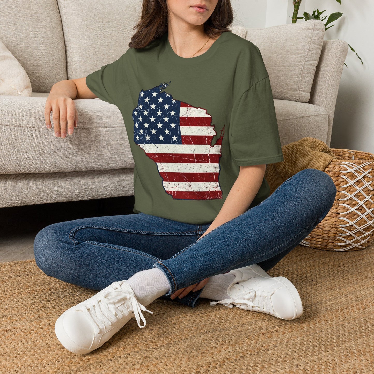 Patriotic Wisconsin Flag Shirt – Vintage Distressed Design