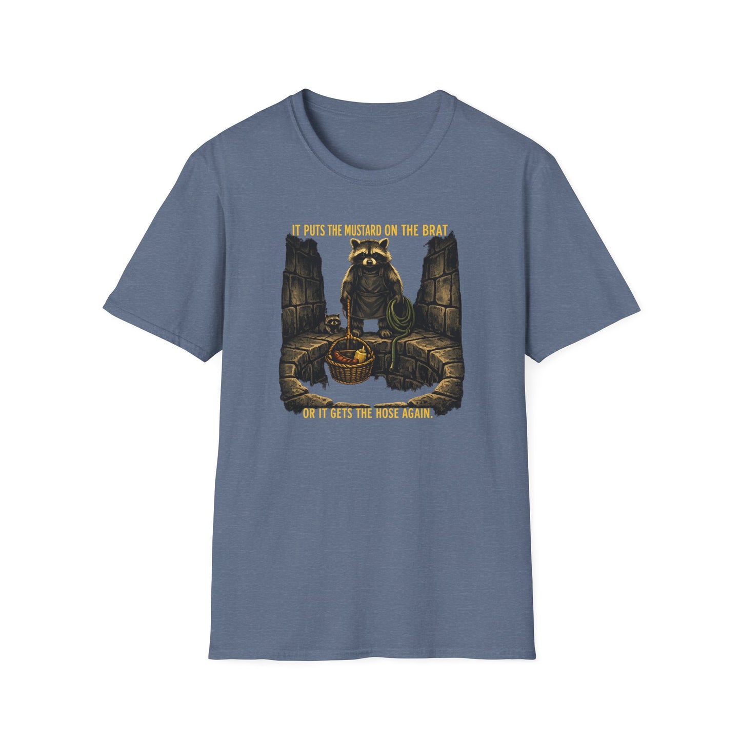 It Puts the Mustard on the Brat – Raccoon Parody Shirt