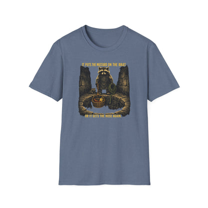 It Puts the Mustard on the Brat – Raccoon Parody Shirt