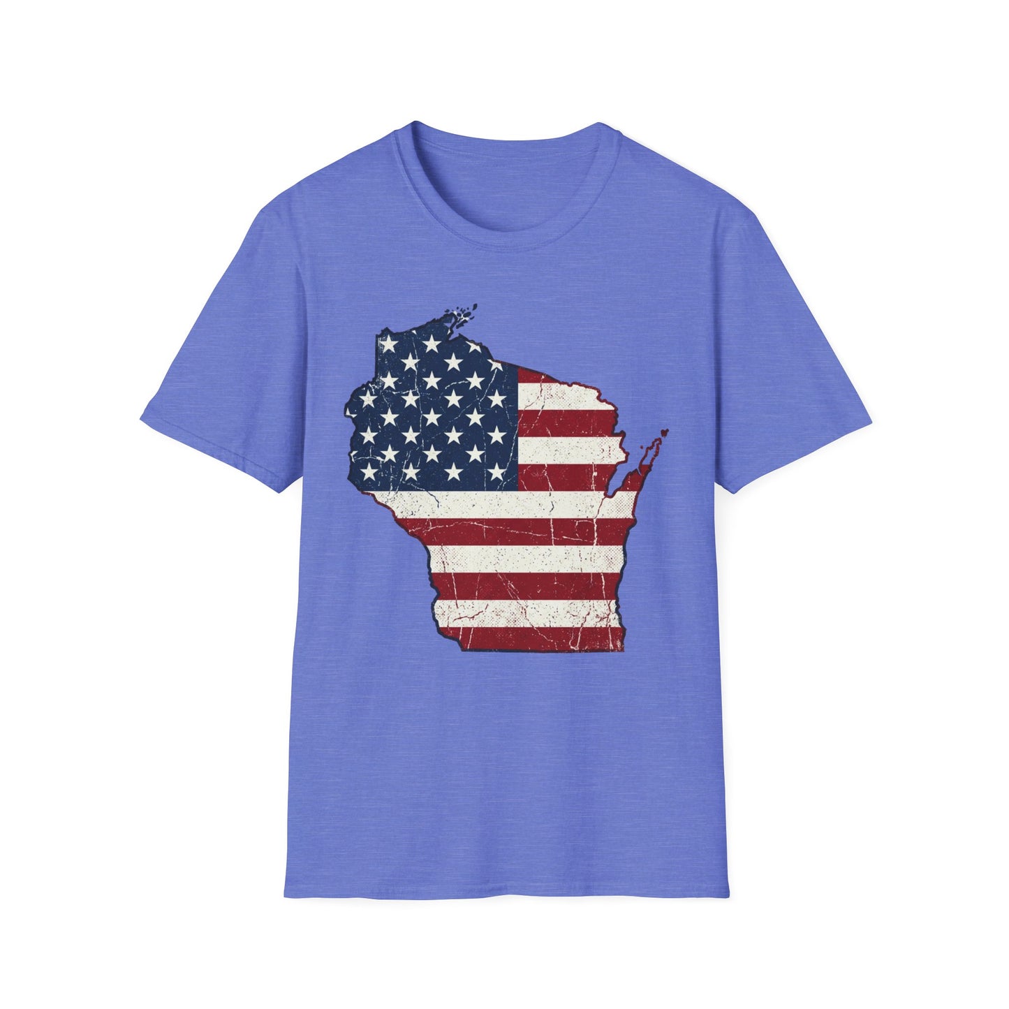Patriotic Wisconsin Flag Shirt – Vintage Distressed Design