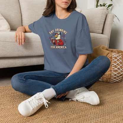 Day Drinking for America T‑Shirt – Patriotic Eagle Beer Design