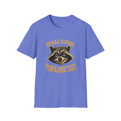 My B.A.C. Is Higher Than Illinois Taxes T-Shirt — Funny Raccoon Drinking Shirt