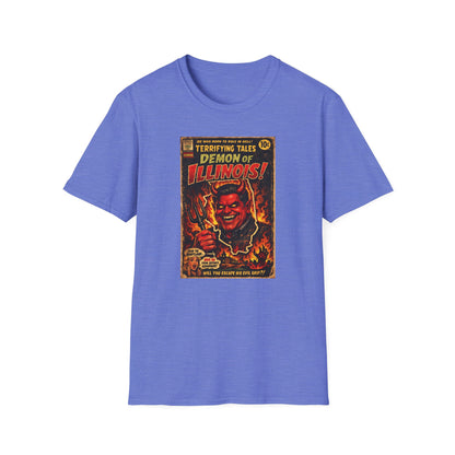Terrifying Tales: Demon of Illinois – Vintage Horror Comic Parody T‑Shirt