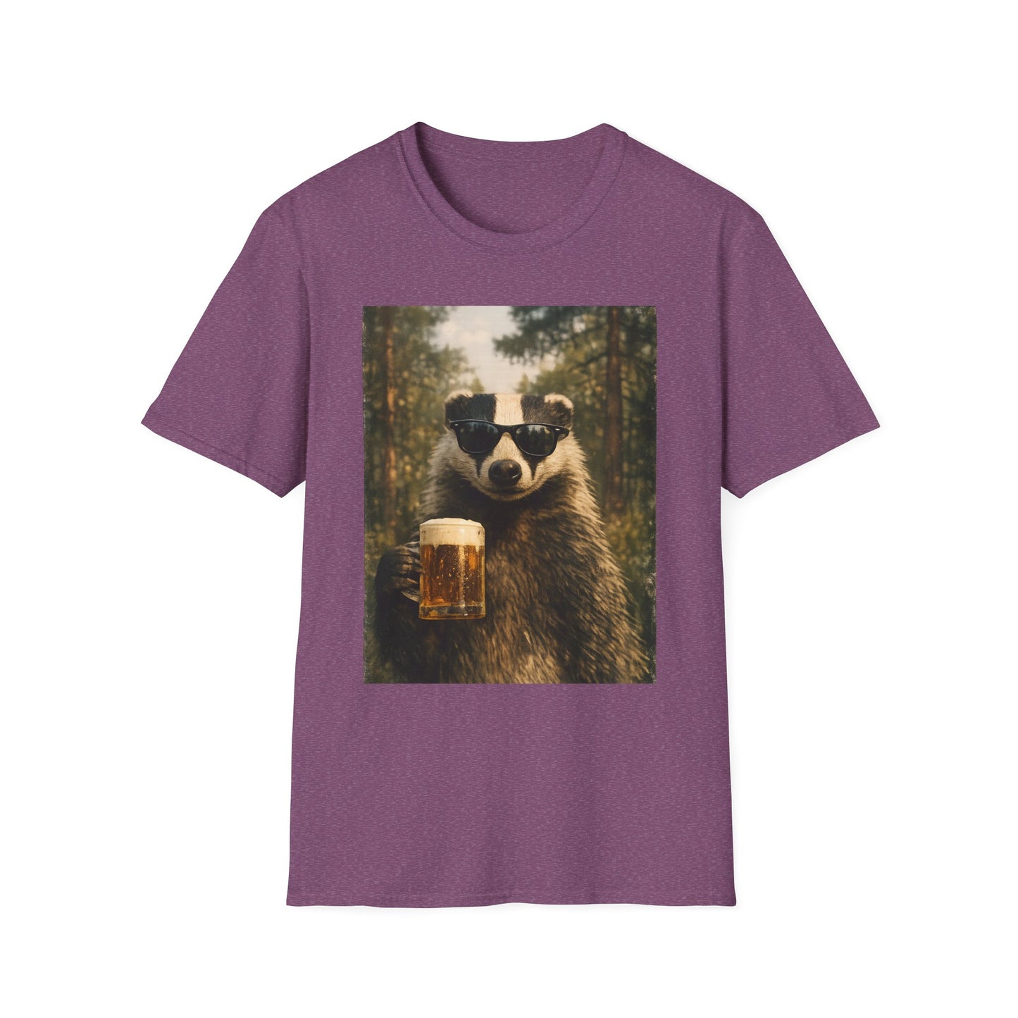 Badger Holding Beer T‑Shirt – Funny Forest Animal Drinking Tee