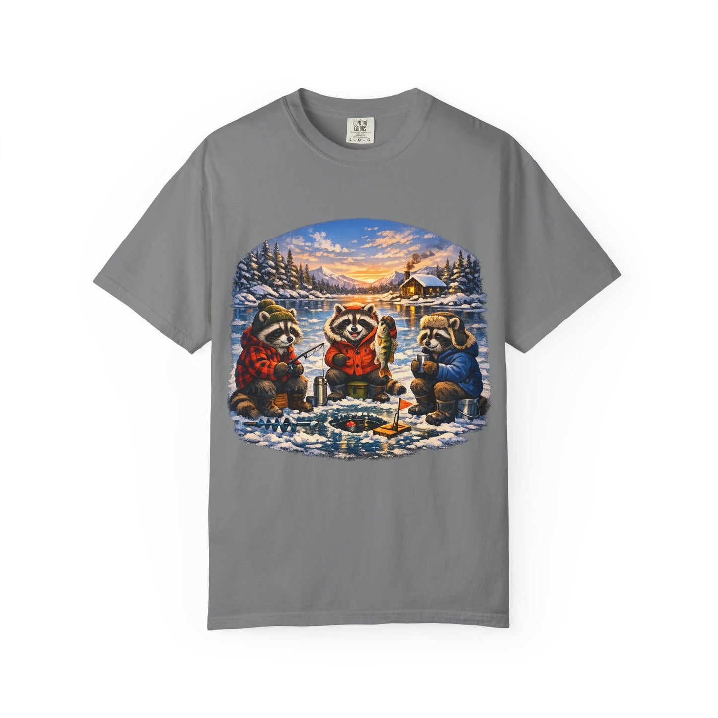 Ice Fishing Raccoons T-Shirt