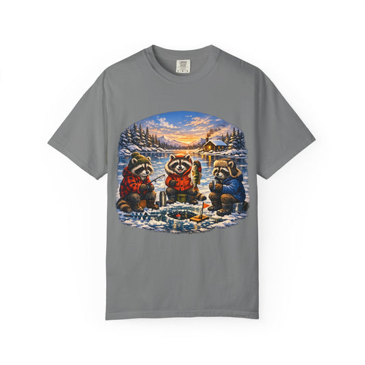 Ice Fishing Raccoons T-Shirt