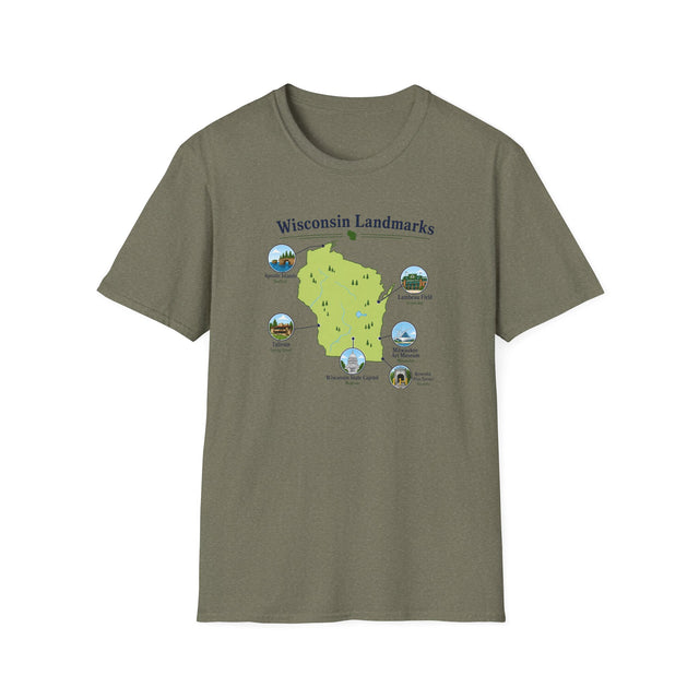 Wisconsin Landmarks Map T-Shirt - Kenosha Piss Tunnel Tee