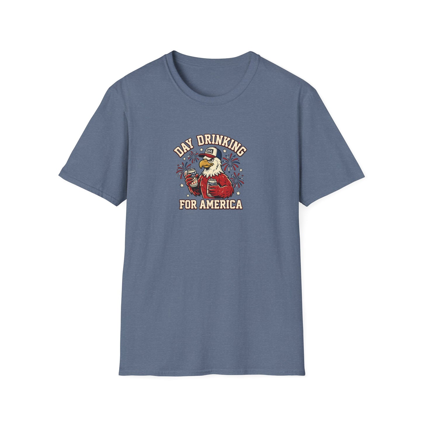 Day Drinking for America T‑Shirt – Patriotic Eagle Beer Design
