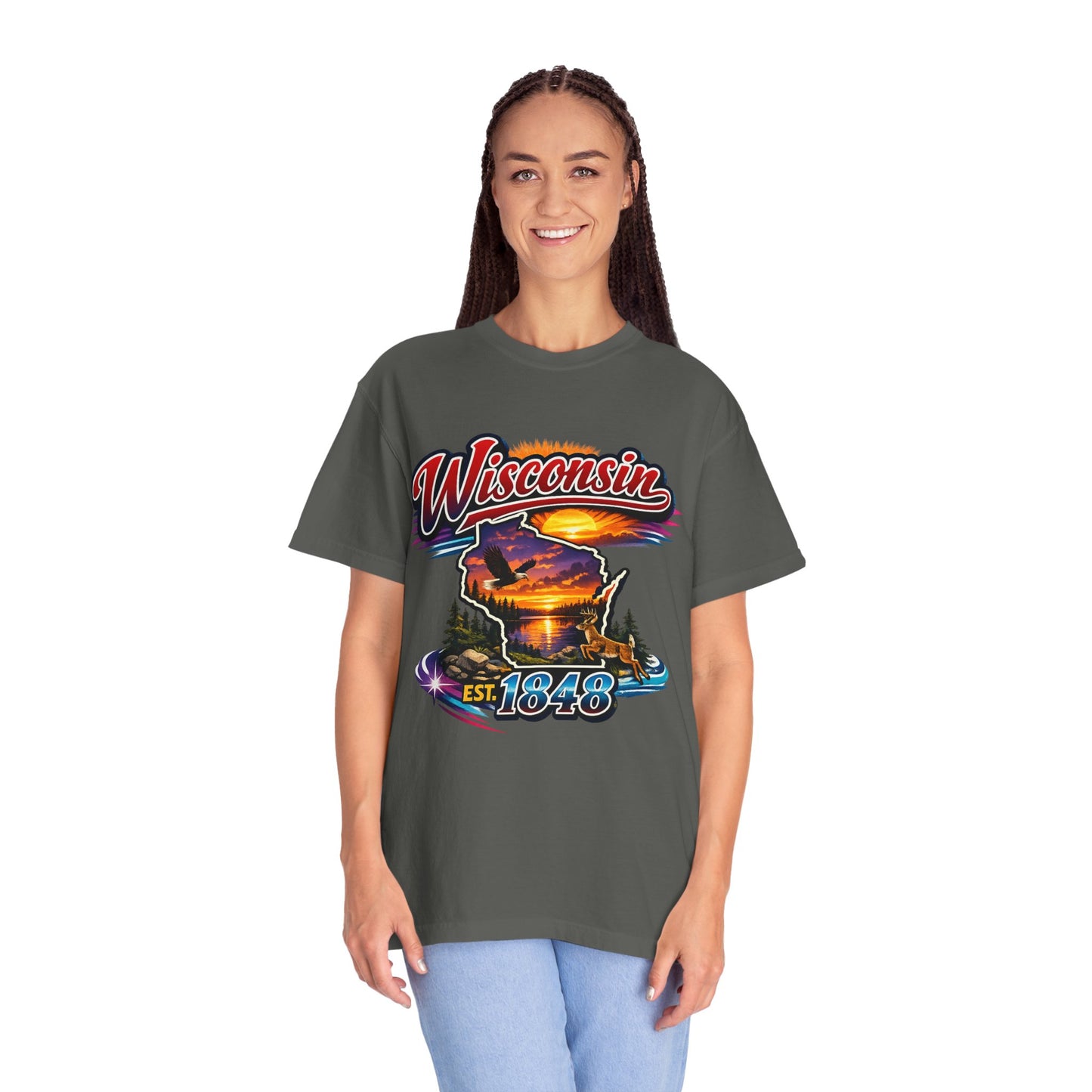 Wisconsin Sunset Scenic T-Shirt — Est. 1848 State Pride Tee