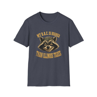 My B.A.C. Is Higher Than Illinois Taxes T-Shirt — Funny Raccoon Drinking Shirt