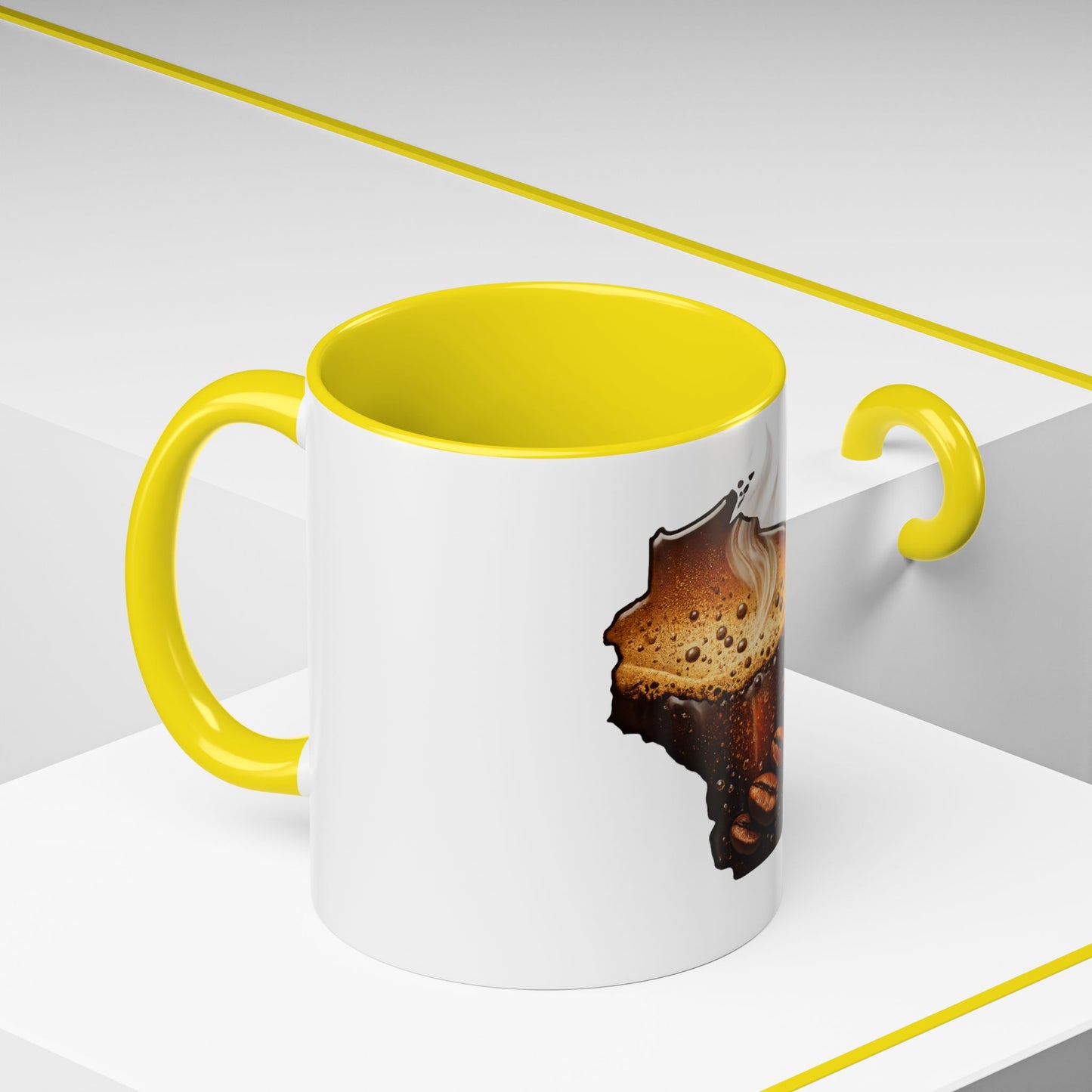 Wisconsin Coffee Mug — State-Shaped Brew with Coffee Beans Accent