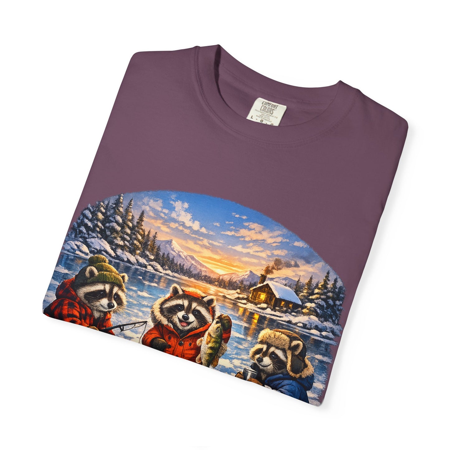 Ice Fishing Raccoons T-Shirt