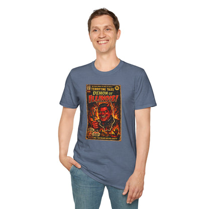 Terrifying Tales: Demon of Illinois – Vintage Horror Comic Parody T‑Shirt