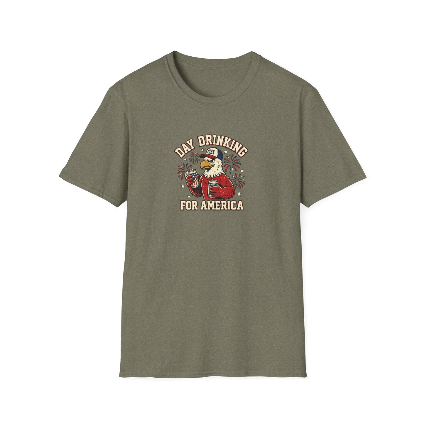 Day Drinking for America T‑Shirt – Patriotic Eagle Beer Design