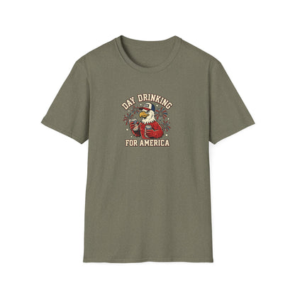 Day Drinking for America T‑Shirt – Patriotic Eagle Beer Design