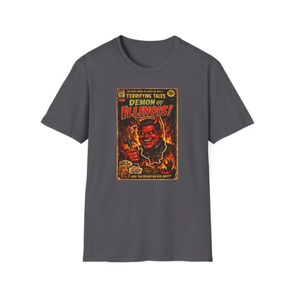 Terrifying Tales: Demon of Illinois – Vintage Horror Comic Parody T‑Shirt