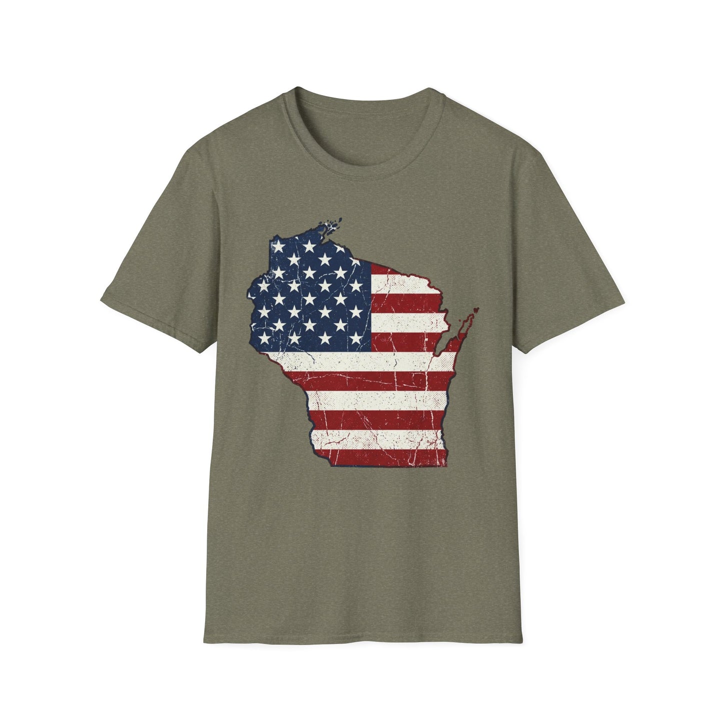 Patriotic Wisconsin Flag Shirt – Vintage Distressed Design