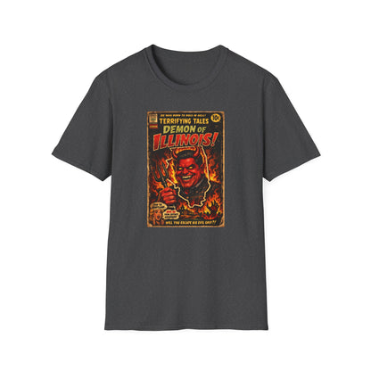 Terrifying Tales: Demon of Illinois – Vintage Horror Comic Parody T‑Shirt