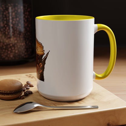 Wisconsin Coffee Mug — State-Shaped Brew with Coffee Beans Accent