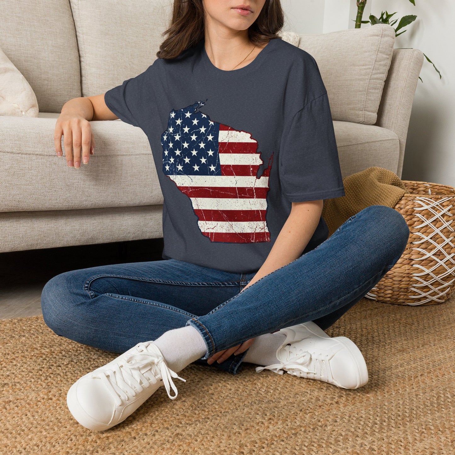 Patriotic Wisconsin Flag Shirt – Vintage Distressed Design