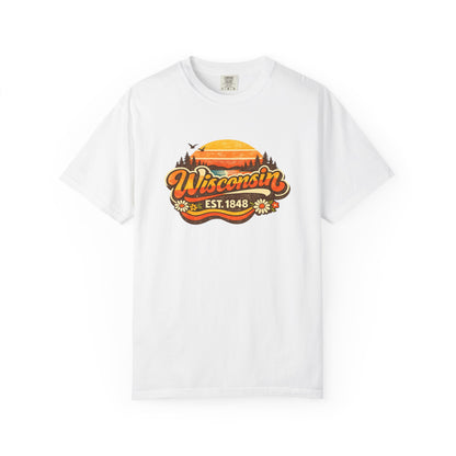 Wisconsin Sunset Tee — Retro 'Wisconsin Est. 1848' Graphic T-Shirt