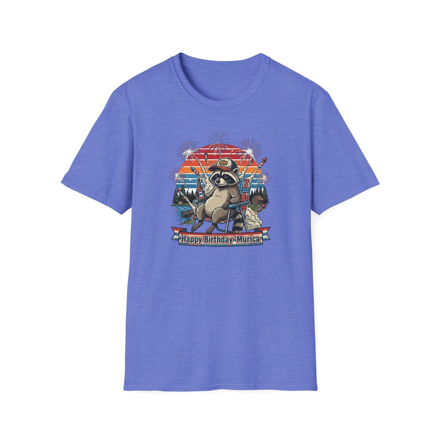 Happy Birthday ’Murica Raccoon T-Shirt – Funny Patriotic Fireworks Tee