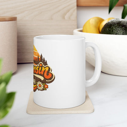 Wisconsin Retro Sunrise Ceramic Mug