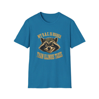 My B.A.C. Is Higher Than Illinois Taxes T-Shirt — Funny Raccoon Drinking Shirt