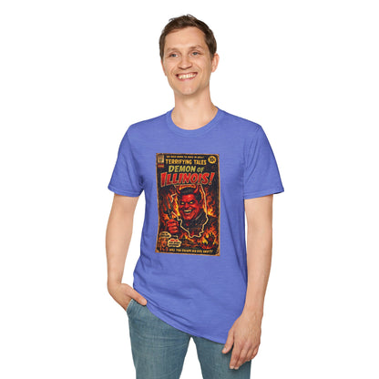 Terrifying Tales: Demon of Illinois – Vintage Horror Comic Parody T‑Shirt