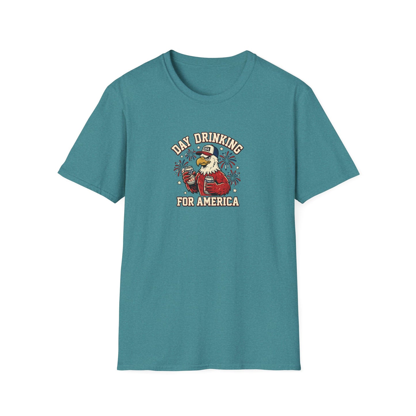 Day Drinking for America T‑Shirt – Patriotic Eagle Beer Design