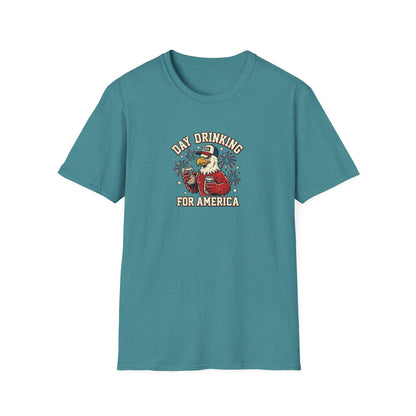 Day Drinking for America T‑Shirt – Patriotic Eagle Beer Design