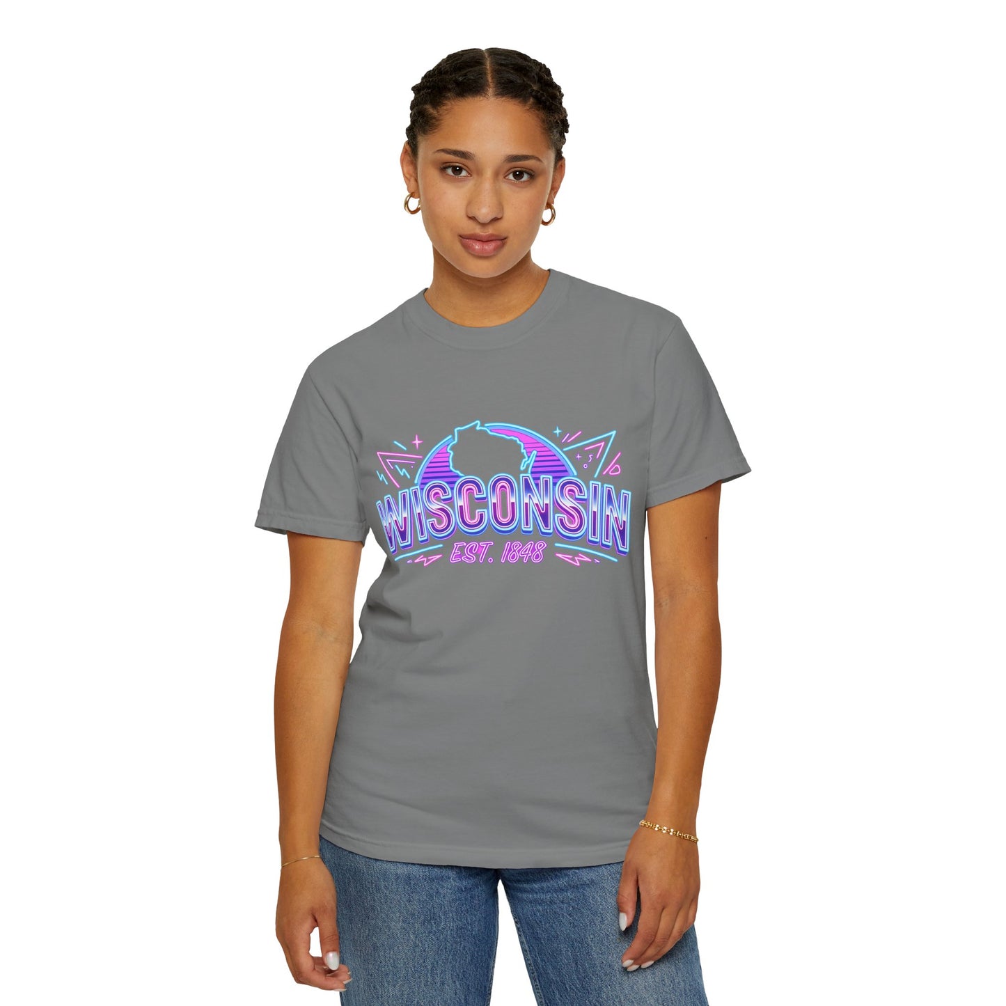 Wisconsin Retro Neon T-Shirt – EST. 1848 State Pride Tee