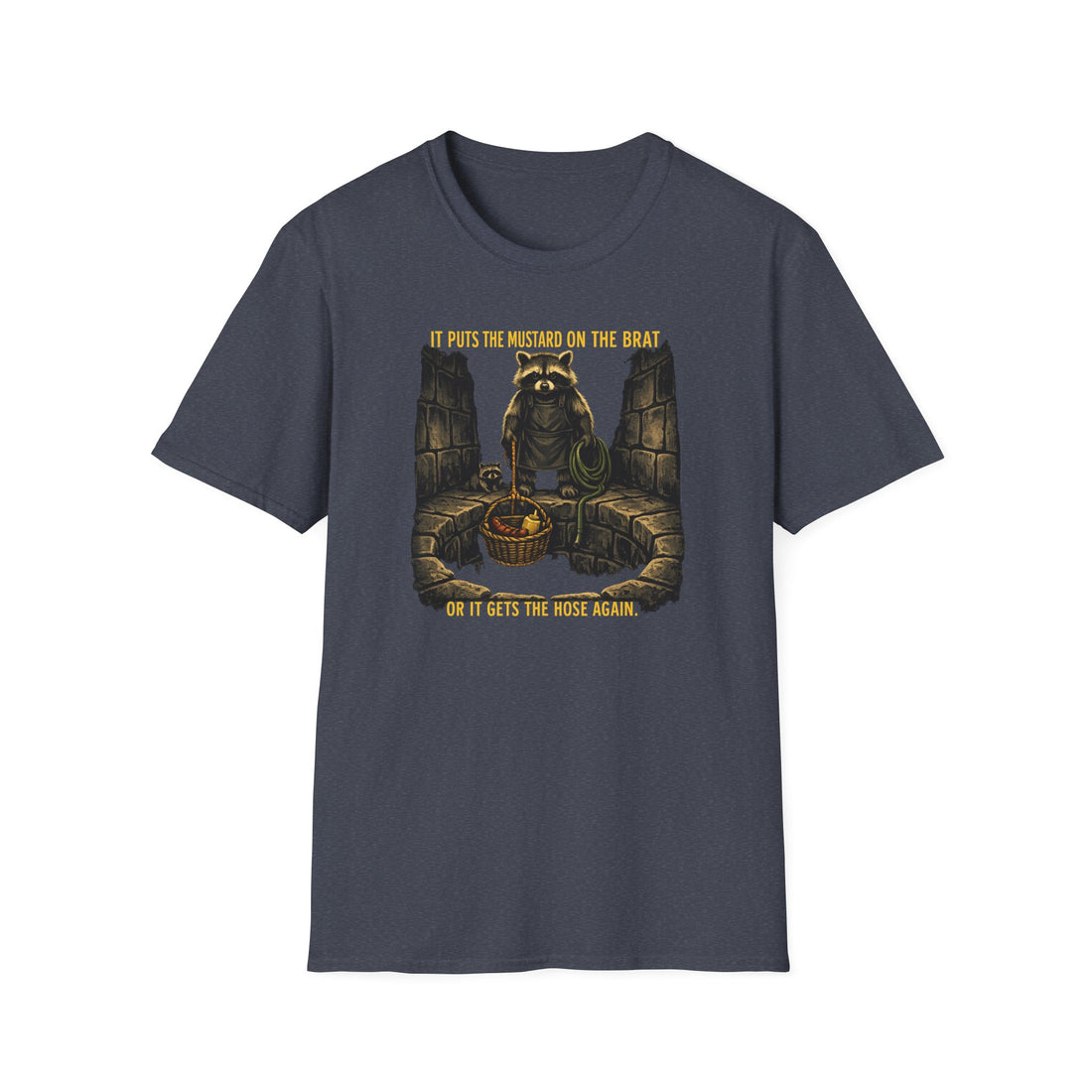It Puts the Mustard on the Brat – Raccoon Parody Shirt