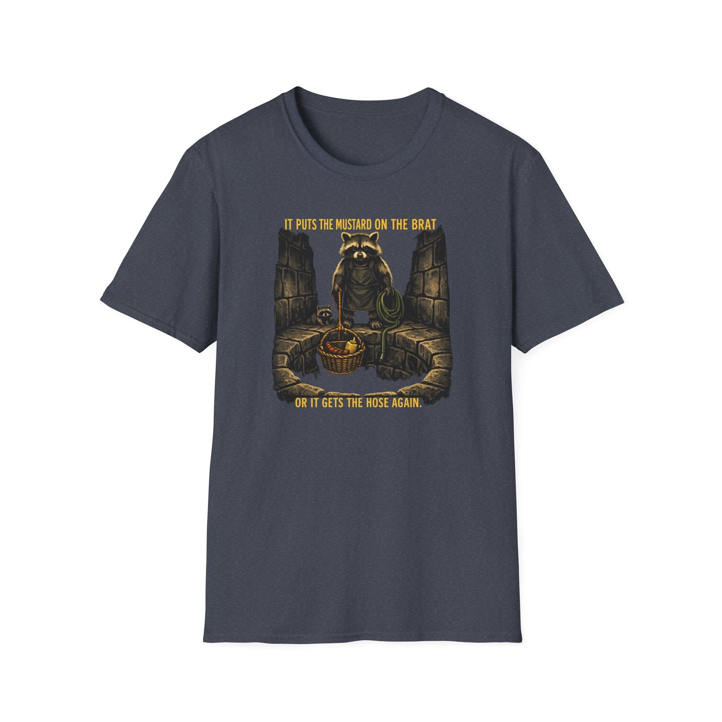 It Puts the Mustard on the Brat – Raccoon Parody Shirt