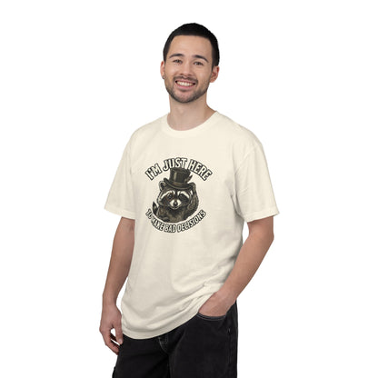 Graphic T-Shirt — “I’m Just Here to Make Bad Decisions” Raccoon Tee