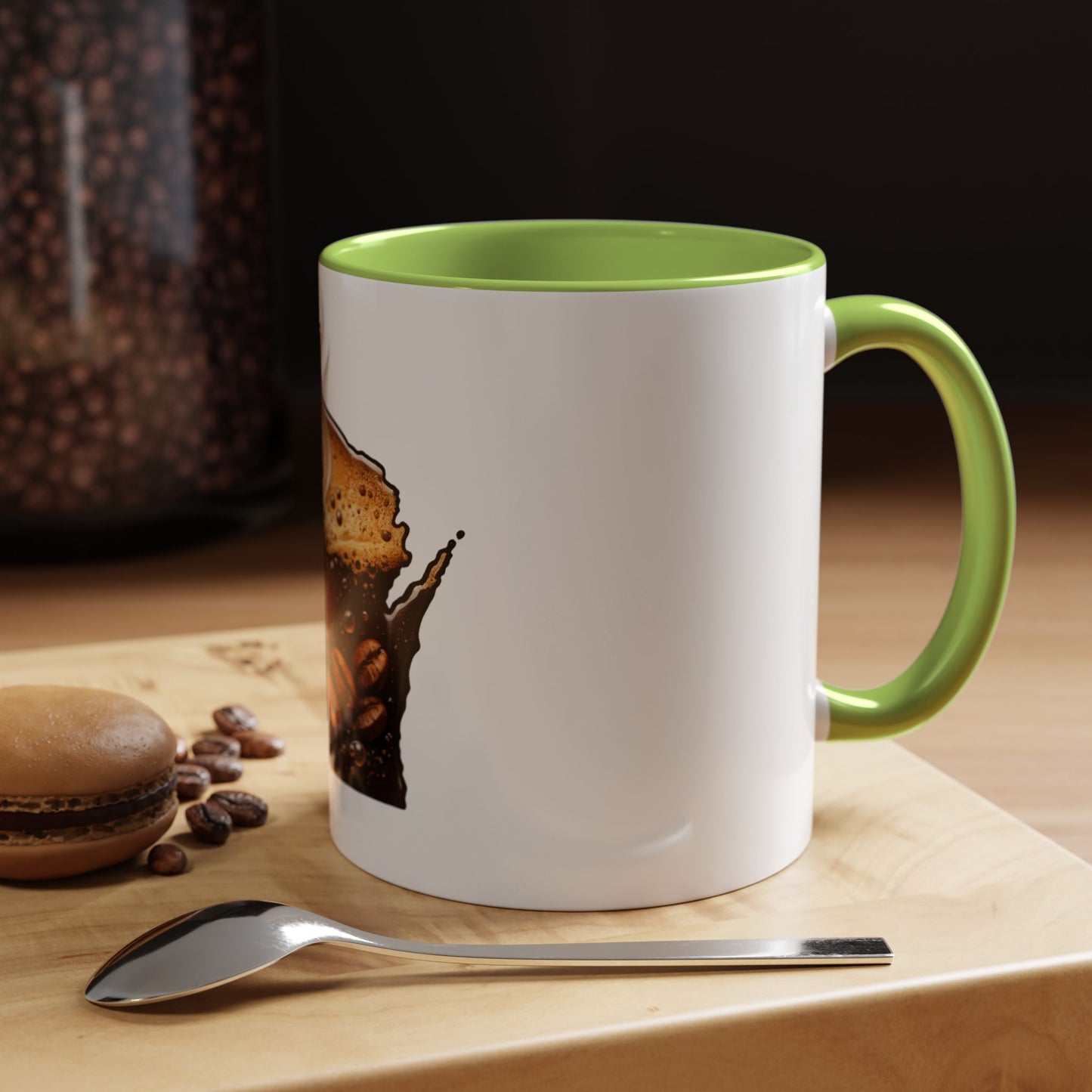 Wisconsin Coffee Mug — State-Shaped Brew with Coffee Beans Accent