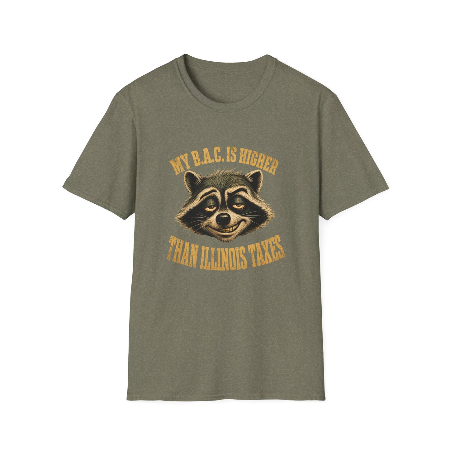 My B.A.C. Is Higher Than Illinois Taxes T-Shirt — Funny Raccoon Drinking Shirt